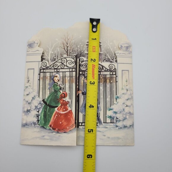 Vintage Christian Christmas Greeting Card Foldout Snow Churchyard Scene Made USA - Picture 8 of 8